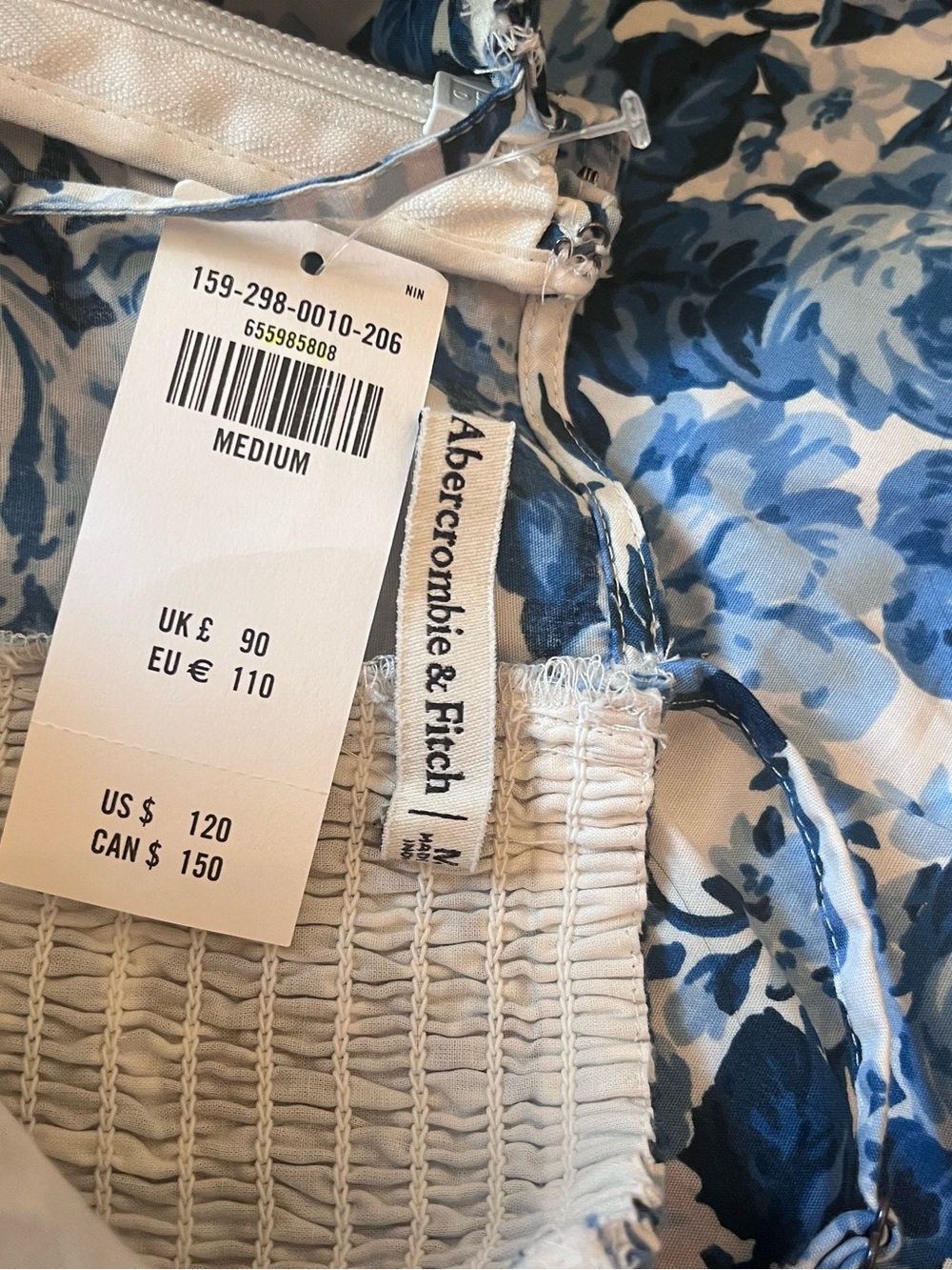 Abercrombie and Fitch medium blue and white tea length wedding guest dress - Picture 7 of 7